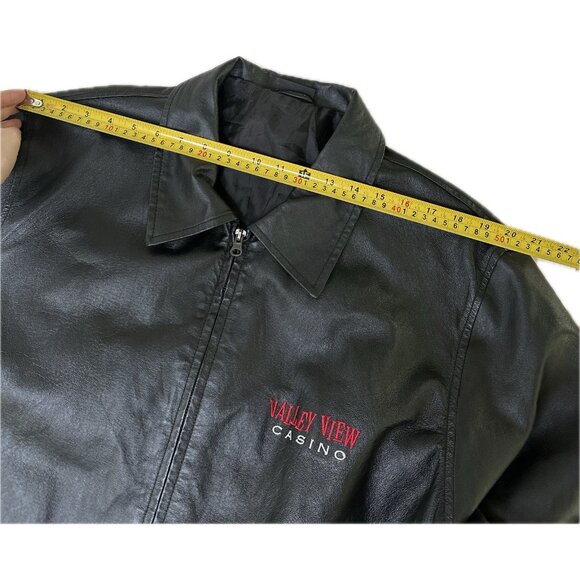 Vintage LAS VEGAS CASINO Valley View Leather Jacket 90s Men’s L Black - Picture 9 of 11
